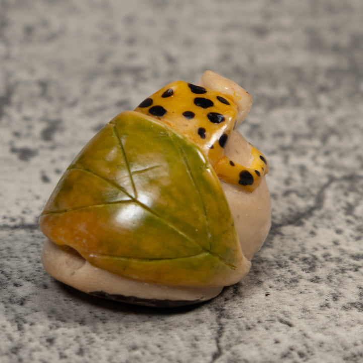 Vintage Snake Eating Gold Frog Tagua Carving