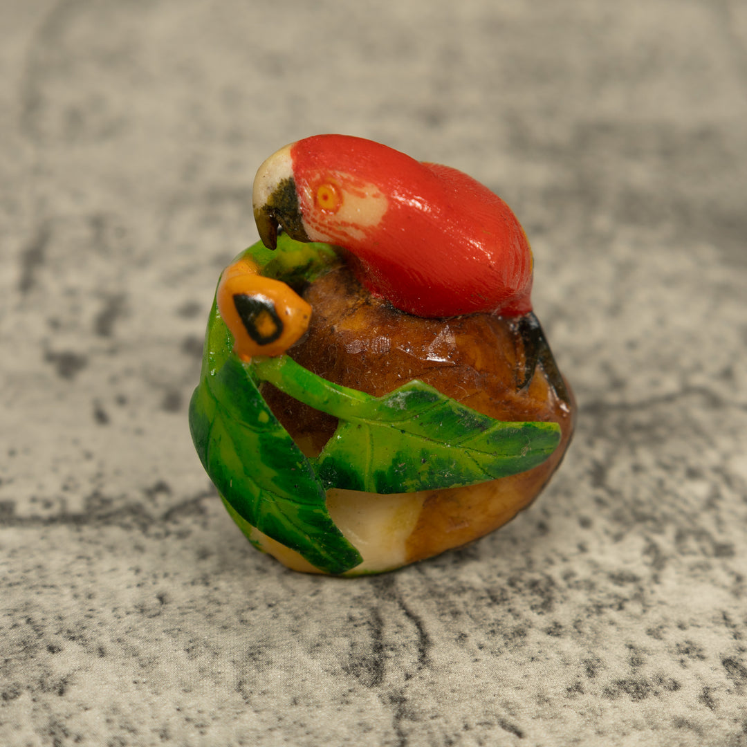 Red Blue And Yellow Macaw Parrot Bird Tagua Carving