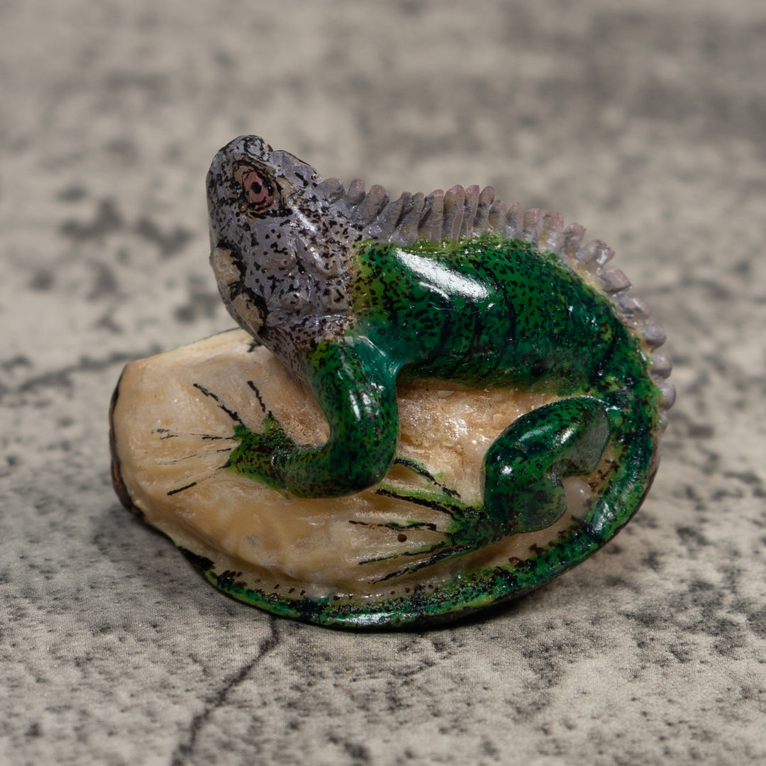 Green Iguana Lizard Tagua Carving