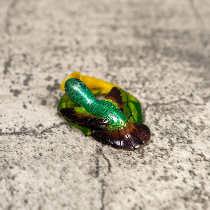 Green And Yellow Hummingbird Tagua Carving