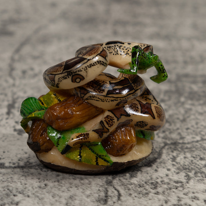 Snake Eating Frog Tagua Carving
