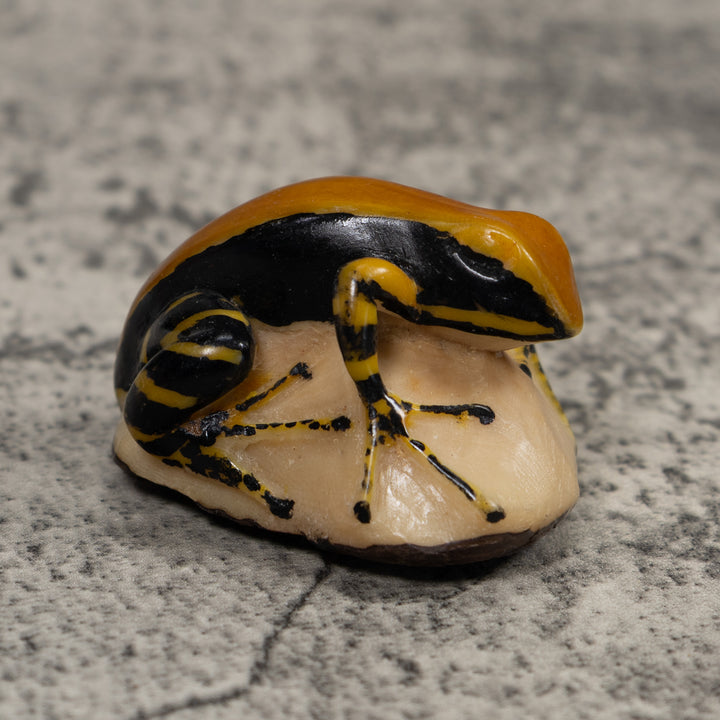 Black And Gold Frog Tagua Carving
