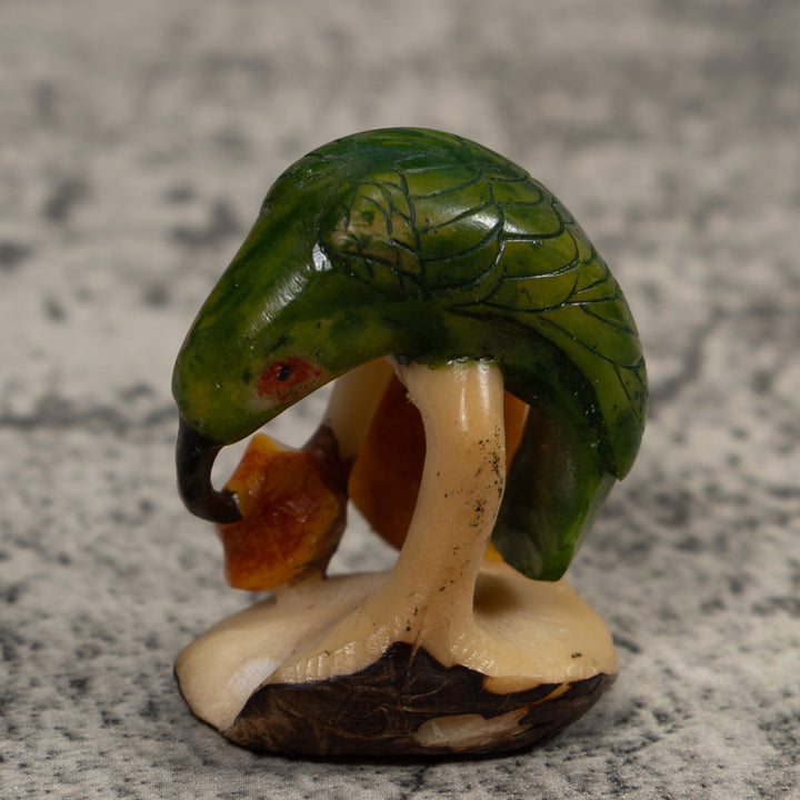 Vintage Red Yellow And Green Hummingbird Tagua Carving