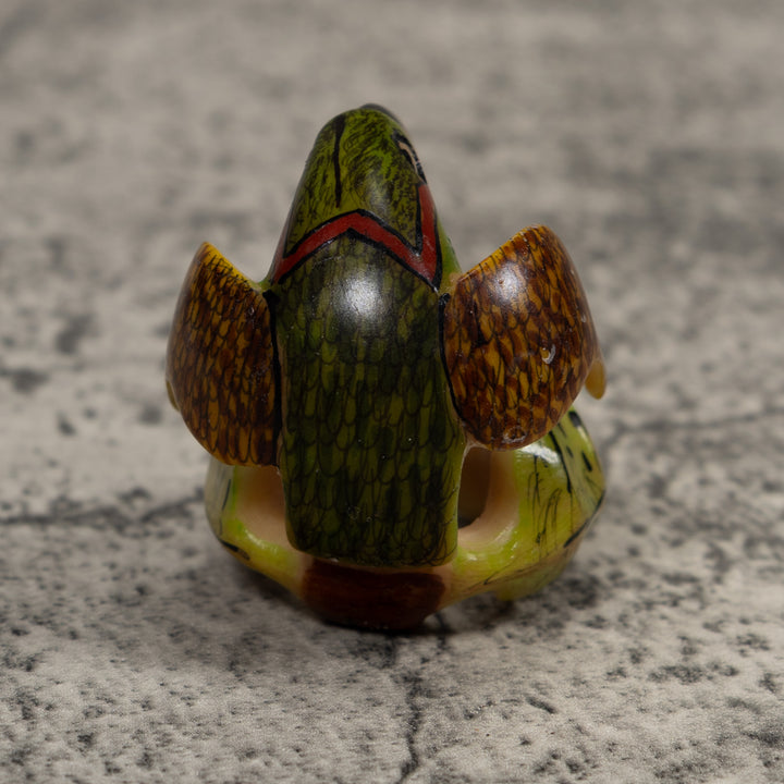 Vintage Red Green And Yellow Hummingbird Tagua Carving