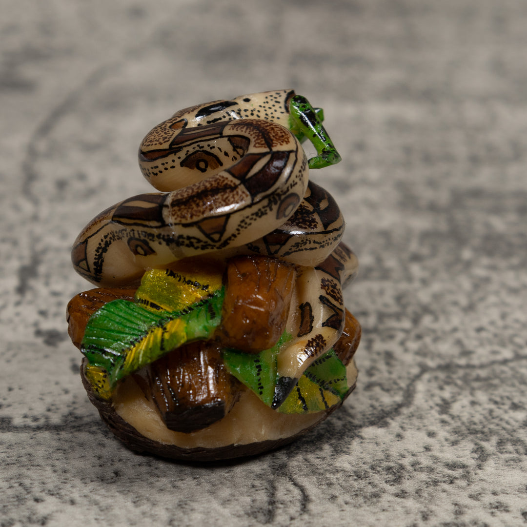 Snake Eating Frog Tagua Carving