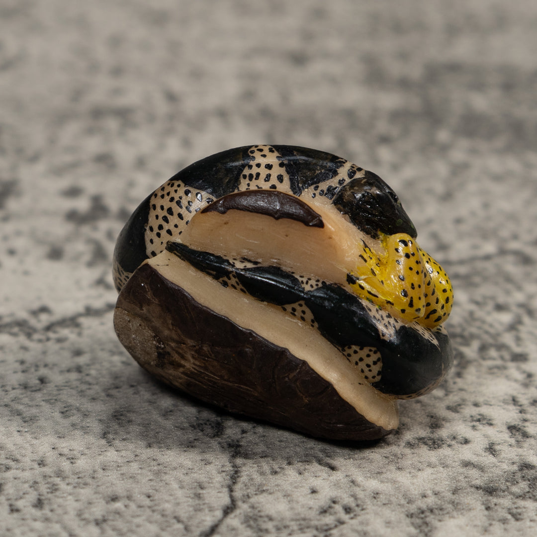Vintage Snake Eating Frog Tagua Carving