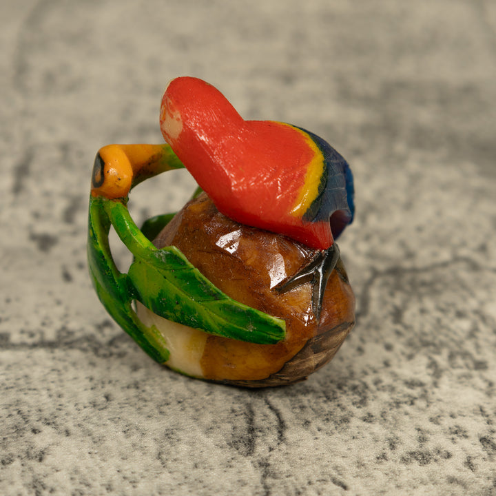 Red Blue And Yellow Macaw Parrot Bird Tagua Carving