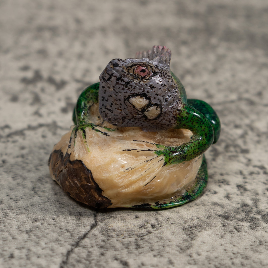 Green Iguana Lizard Tagua Carving