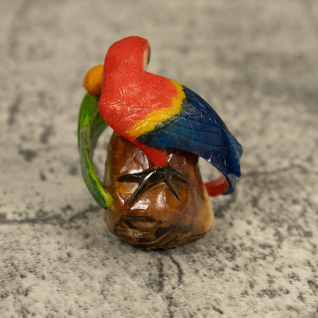 Red Blue And Yellow Macaw Parrot Bird Tagua Carving