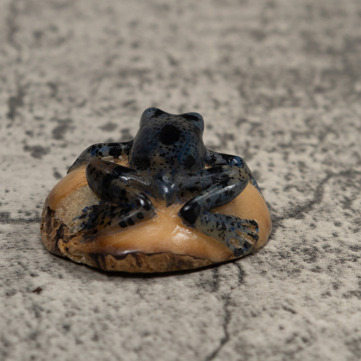 Vintage Dark Blue Frog Tagua Carving