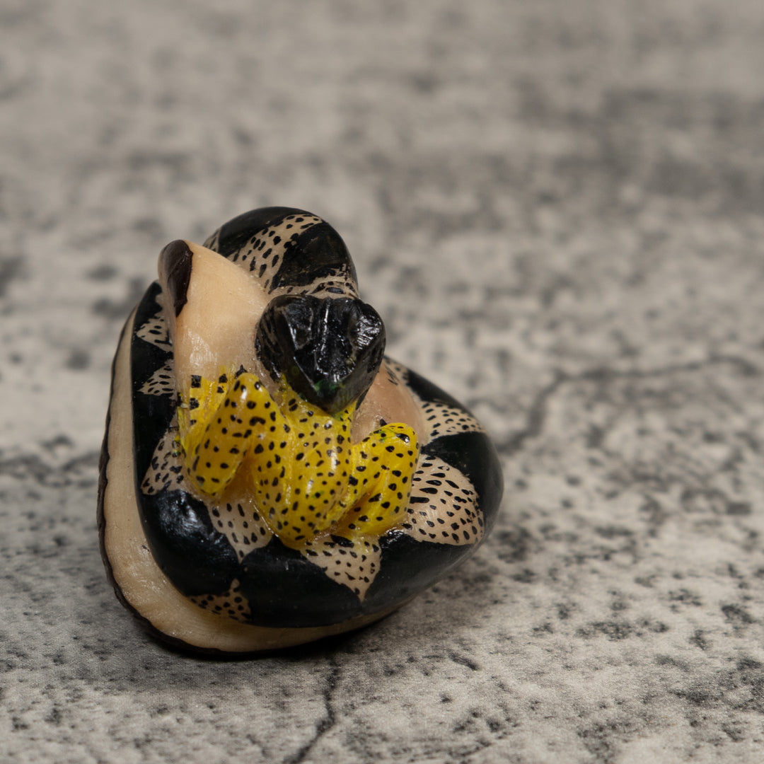 Vintage Snake Eating Frog Tagua Carving