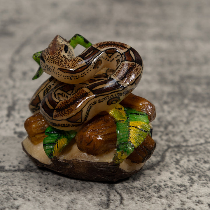 Snake Eating Frog Tagua Carving