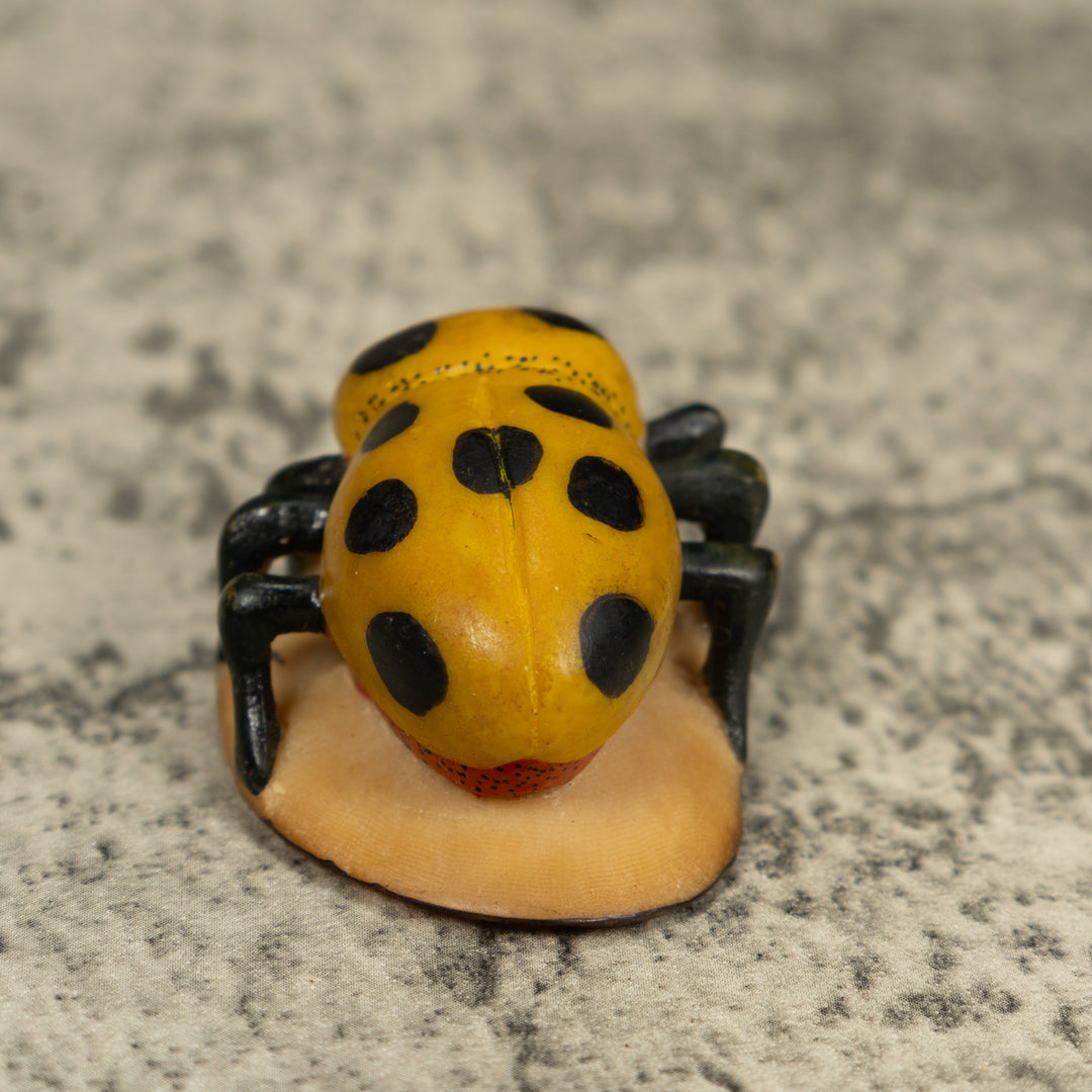 Vintage Black And G9old Insect Bug Tagua Carving