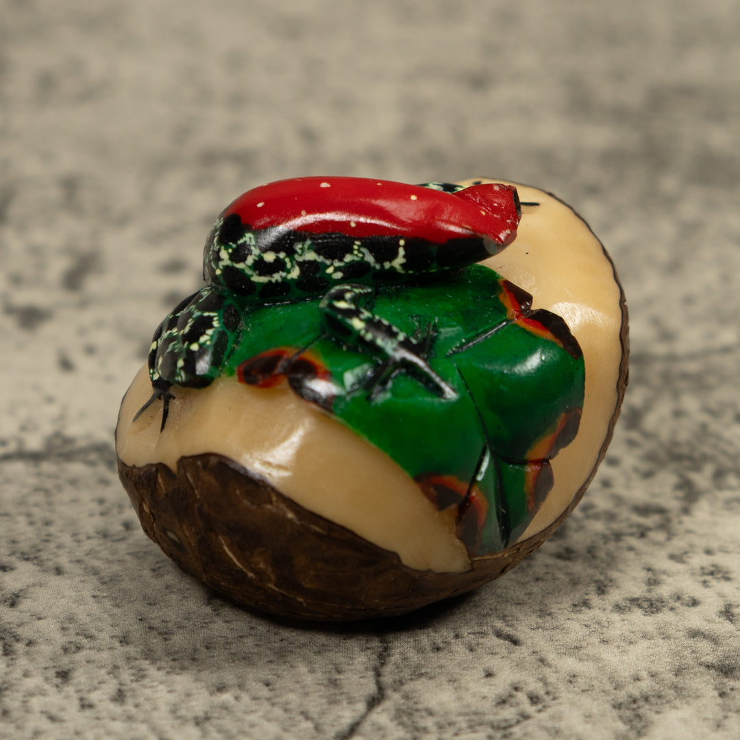 Poison Dart Red And Black Frog Tagua Carving