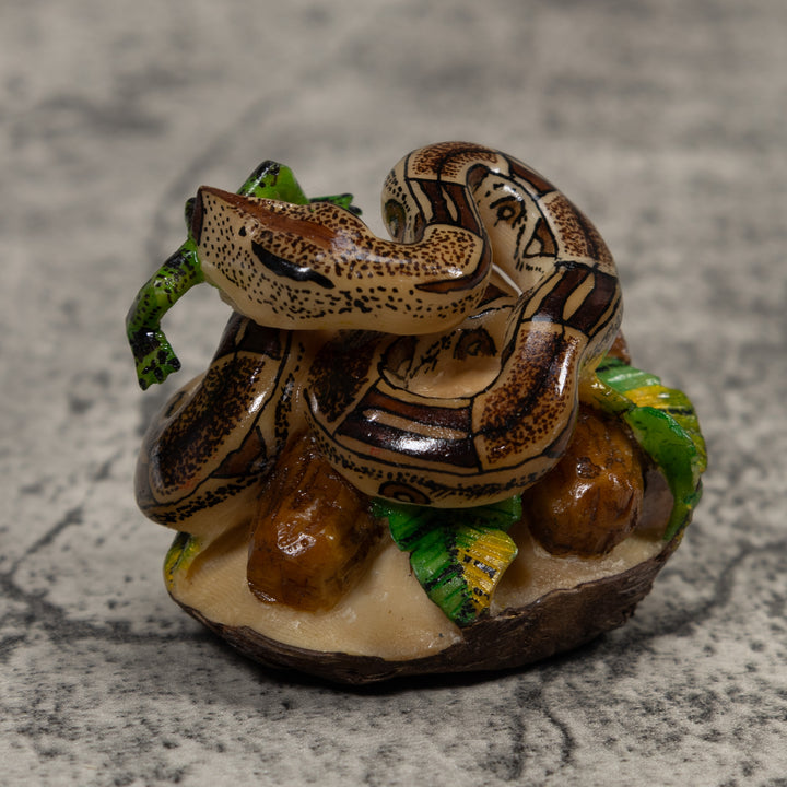 Snake Eating Frog Tagua Carving
