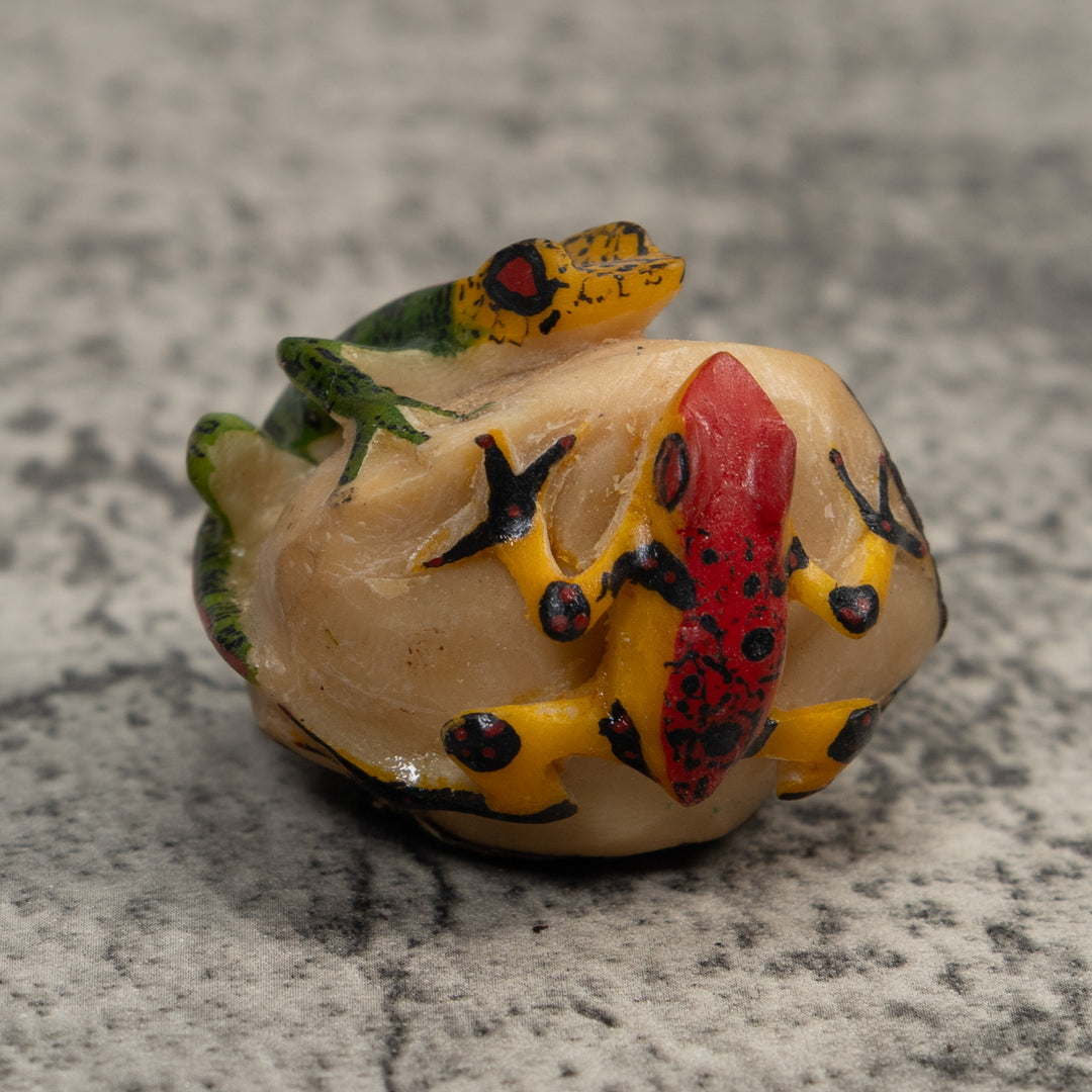 Vintage Double Poison Dart Frog Tagua Carving