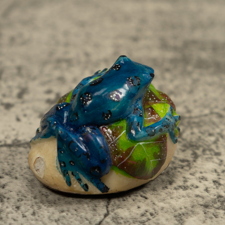 Black And Blue Poison Dart Frog Tagua Carving