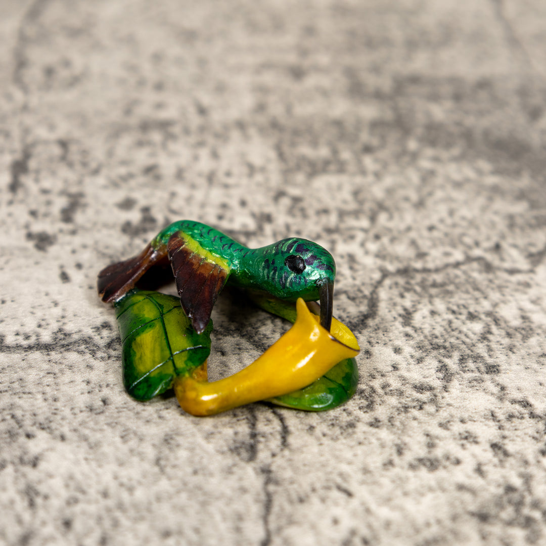 Green And Yellow Hummingbird Tagua Carving