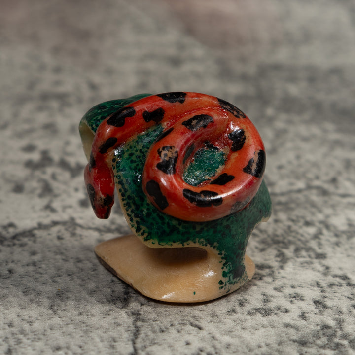 Vintage Red And Black Snake Tagua Carving