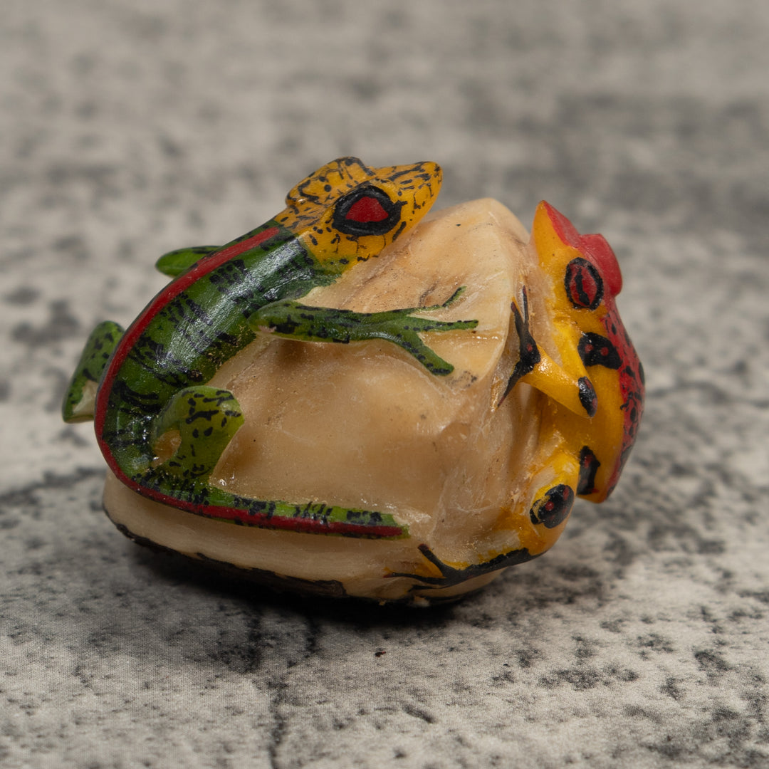 Vintage Double Poison Dart Frog Tagua Carving