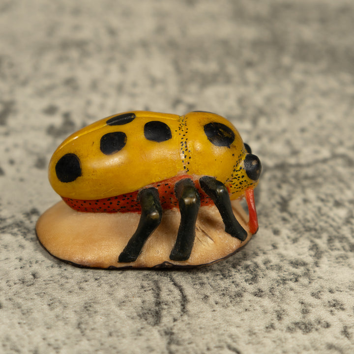 Vintage Black And G9old Insect Bug Tagua Carving