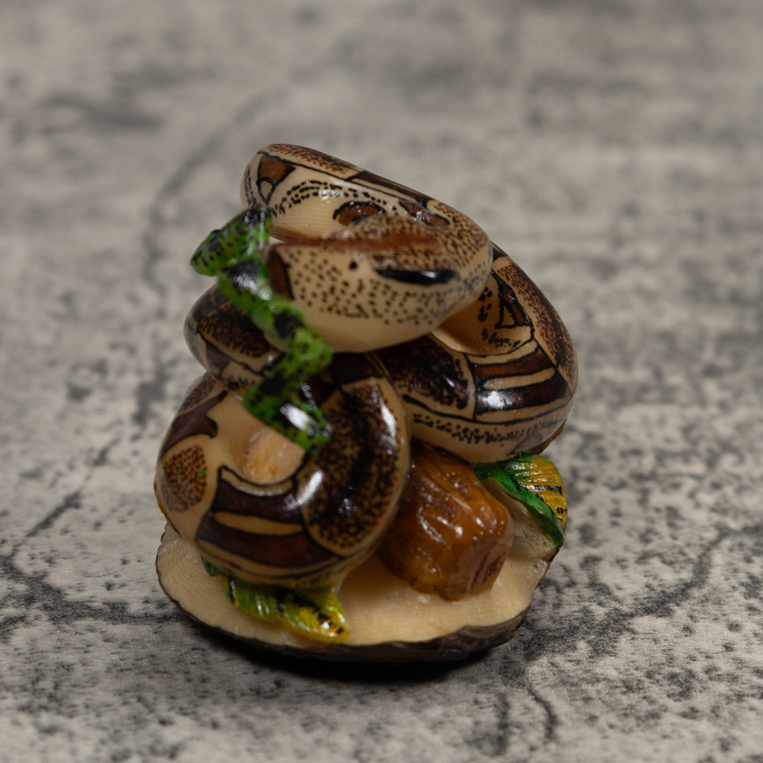 Snake Eating Frog Tagua Carving