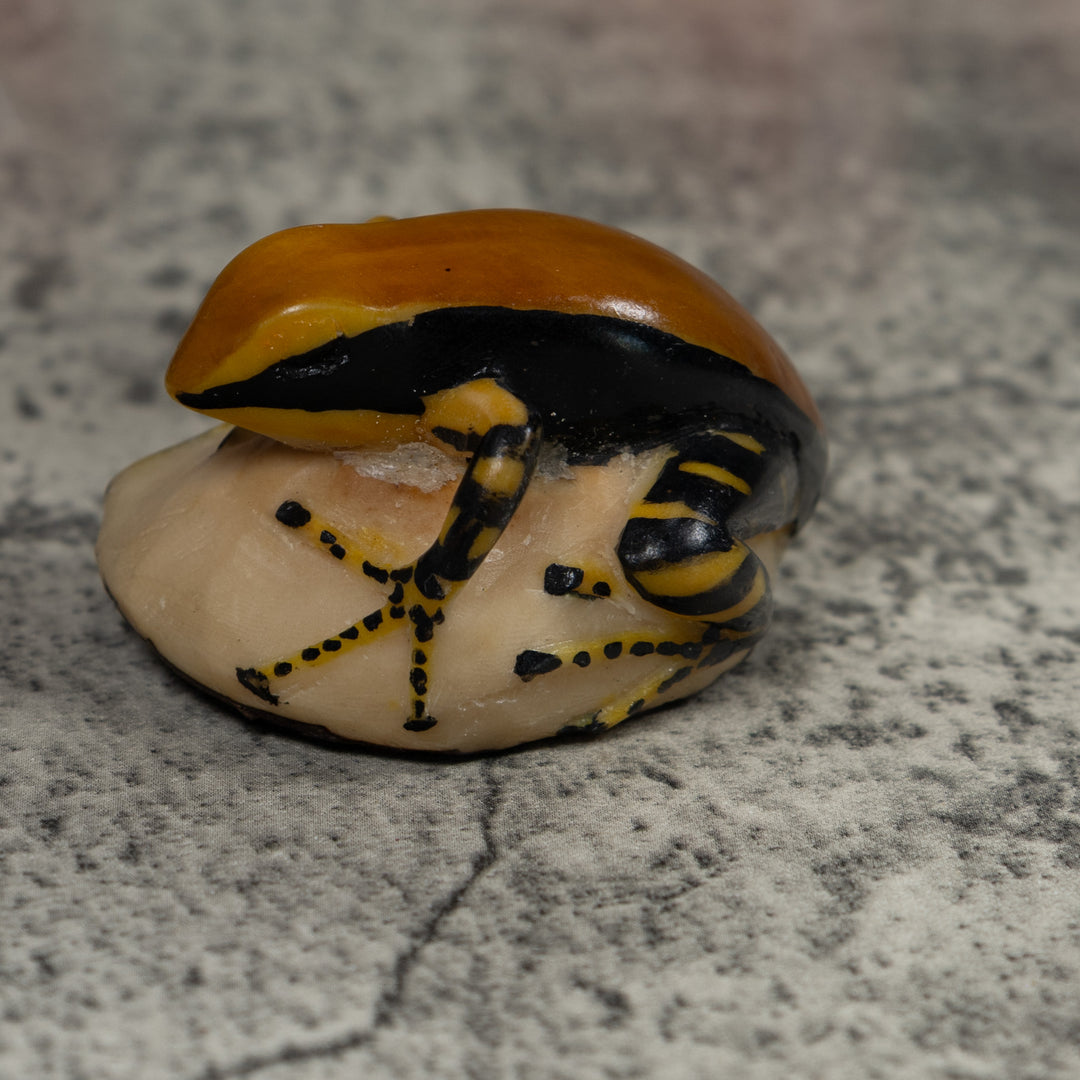 Black And Gold Frog Tagua Carving