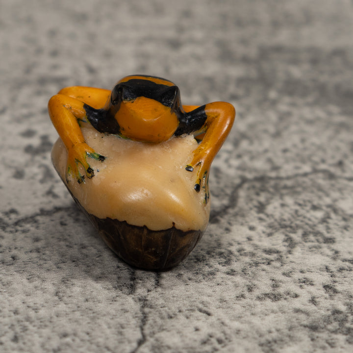 Vintage Gold And Black Frog Tagua Carving