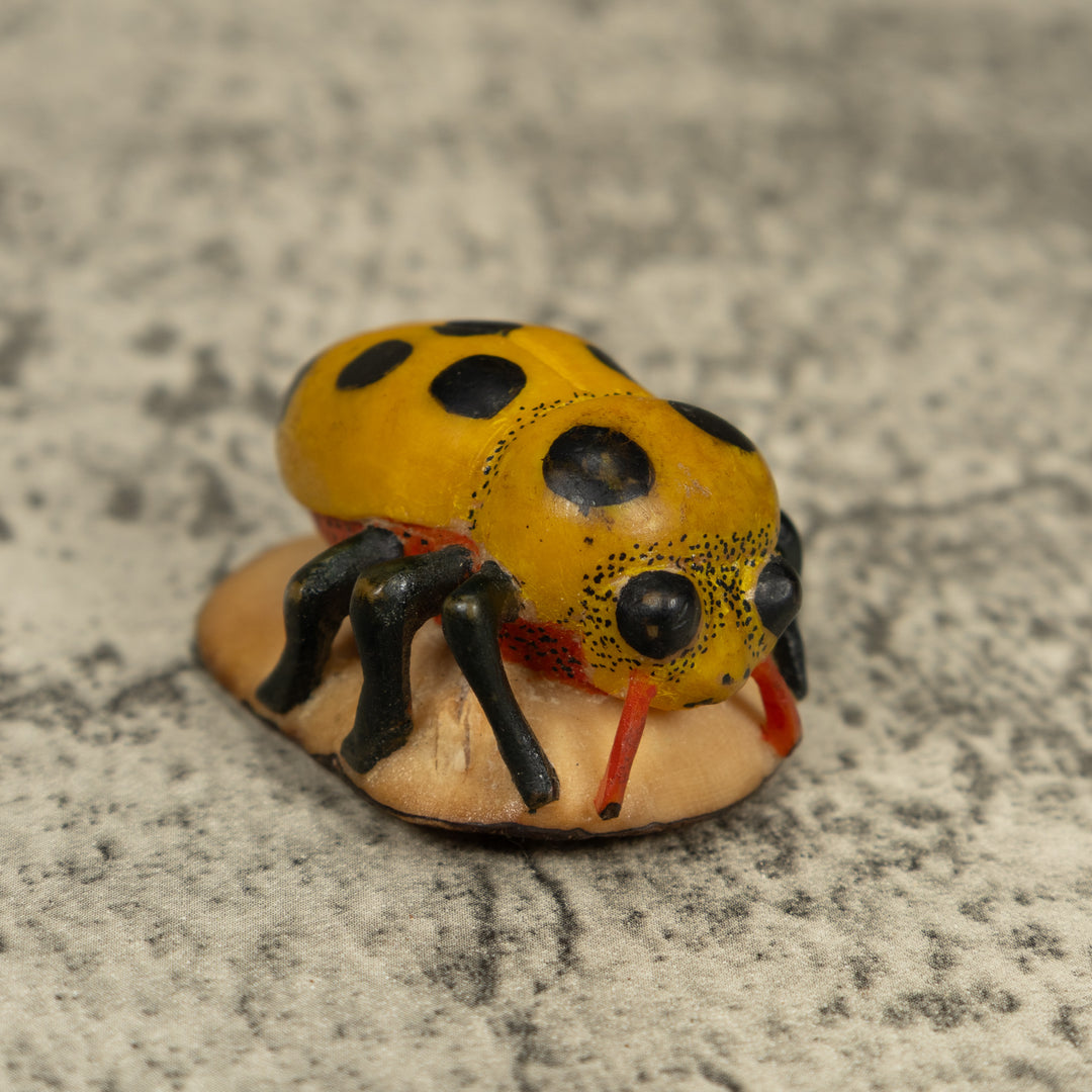 Vintage Black And G9old Insect Bug Tagua Carving