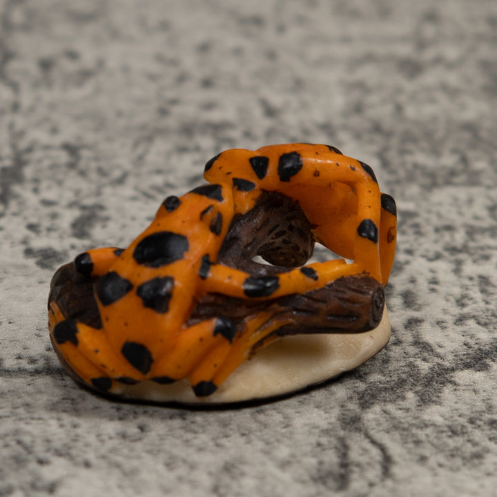 Vintage Double Black And Gold Frog Tagua Carving