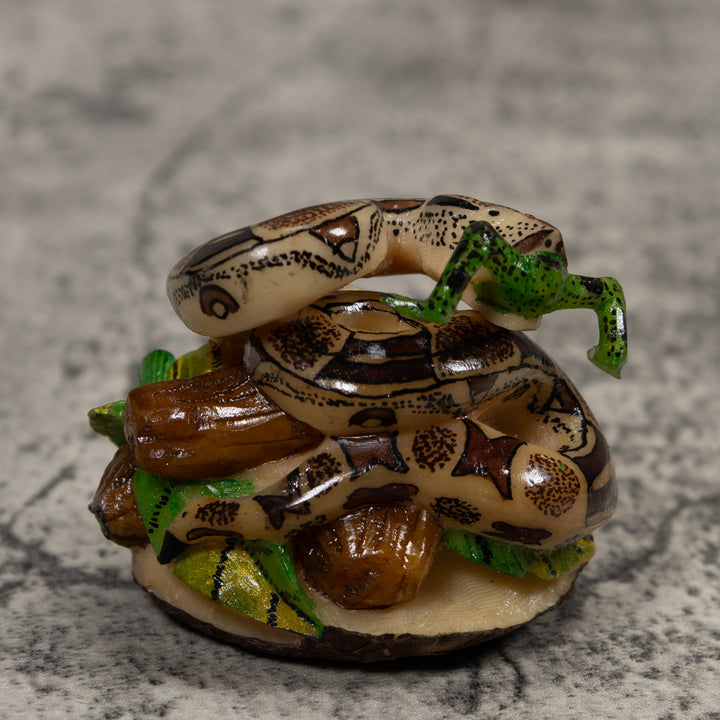 Snake Eating Frog Tagua Carving