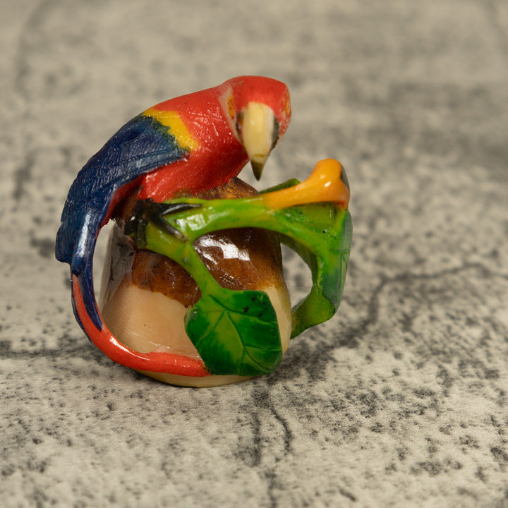 Red Blue And Yellow Macaw Parrot Bird Tagua Carving