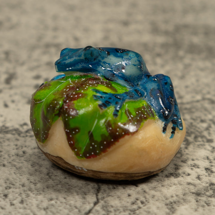 Black And Blue Poison Dart Frog Tagua Carving