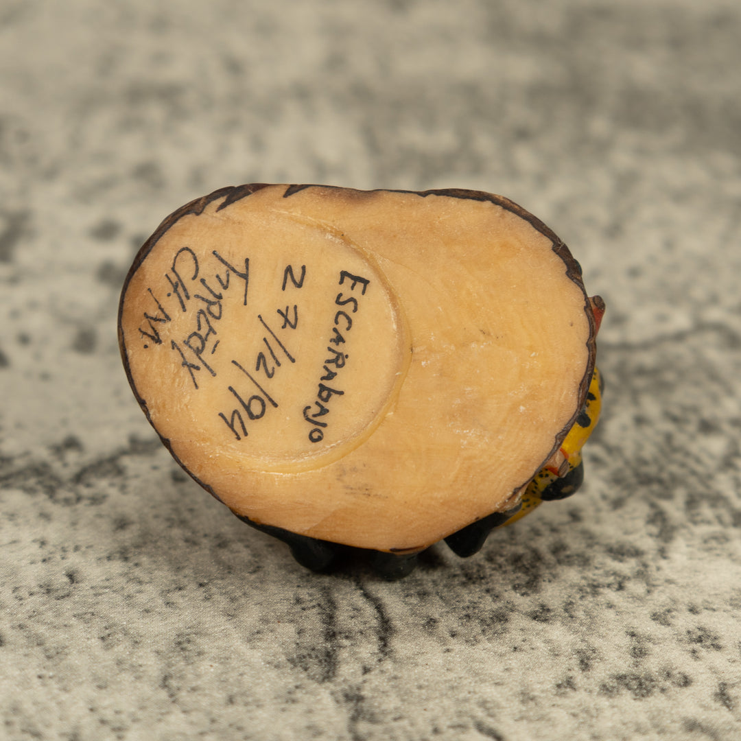 Vintage Black And G9old Insect Bug Tagua Carving