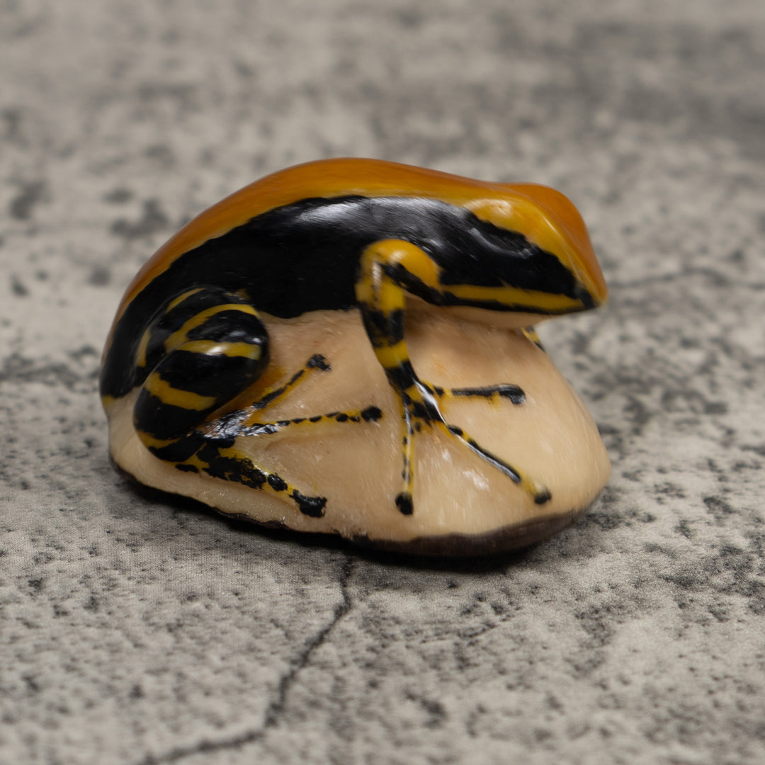 Black And Gold Frog Tagua Carving