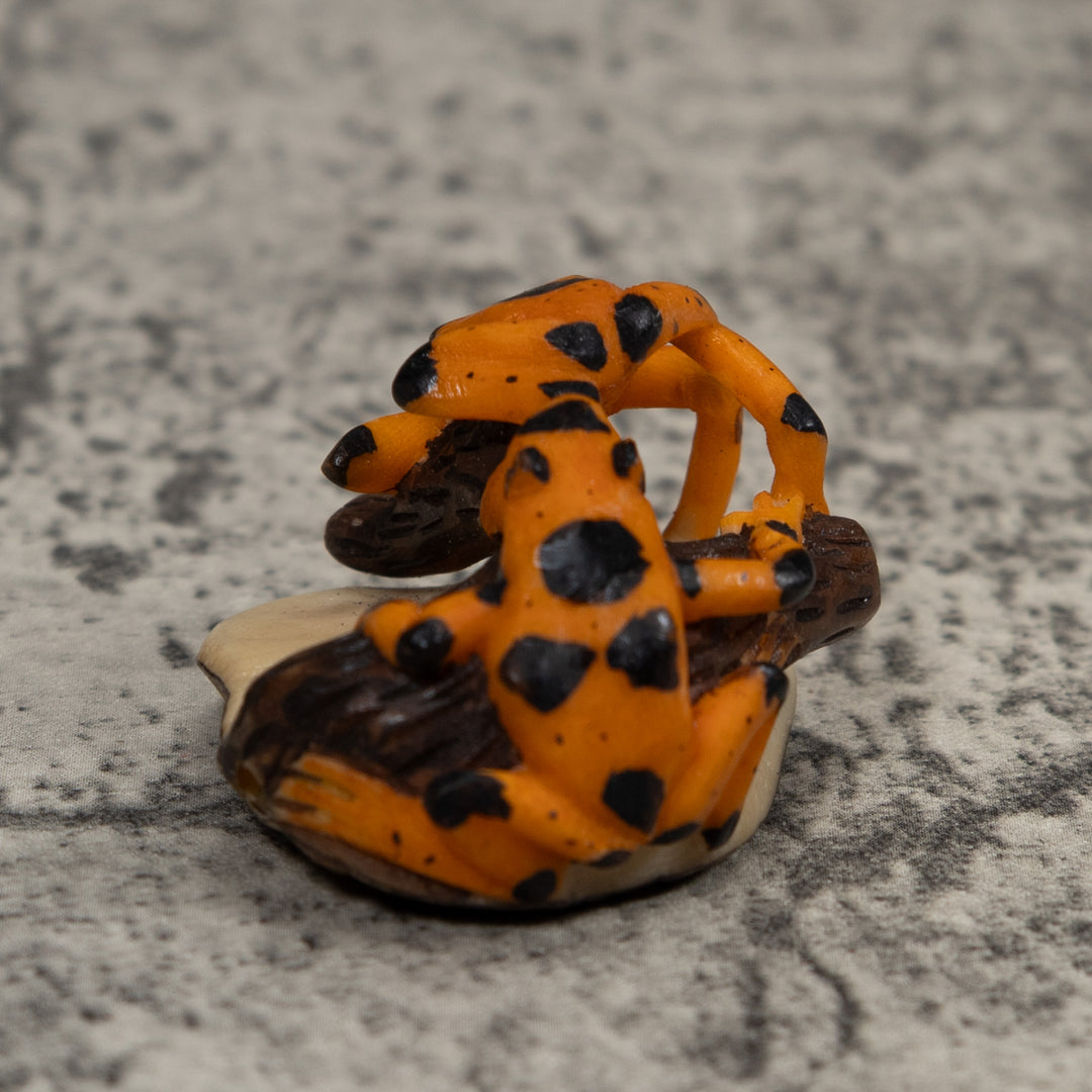 Vintage Double Black And Gold Frog Tagua Carving