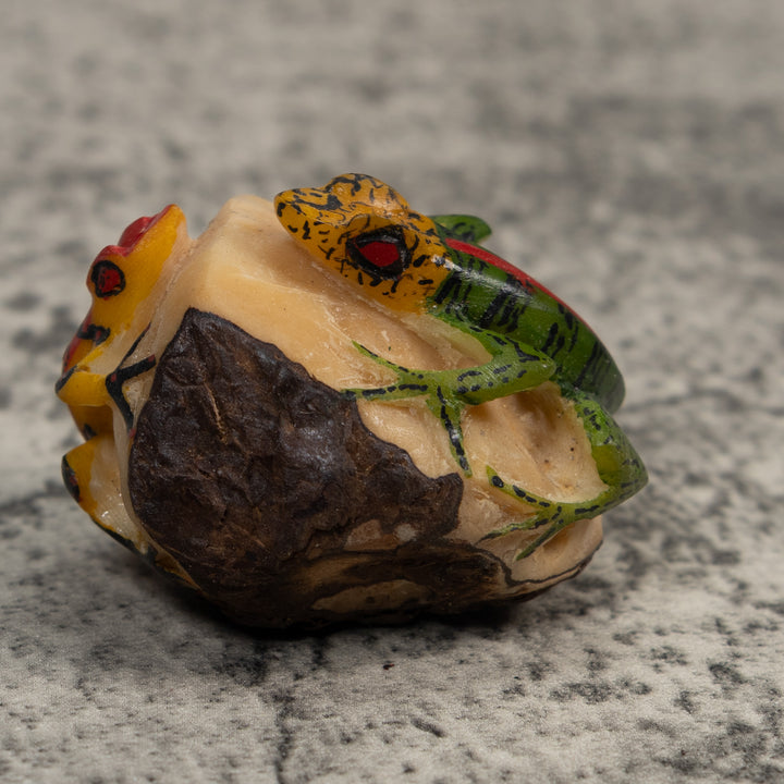 Vintage Double Poison Dart Frog Tagua Carving