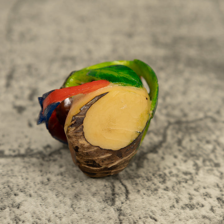 Red Blue And Yellow Macaw Parrot Bird Tagua Carving