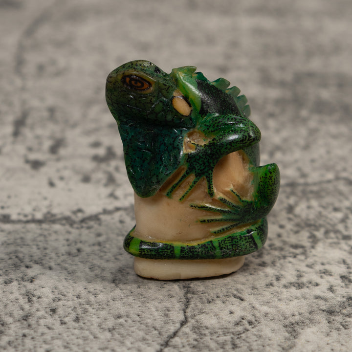 Green Iguana Lizard Tagua Carving