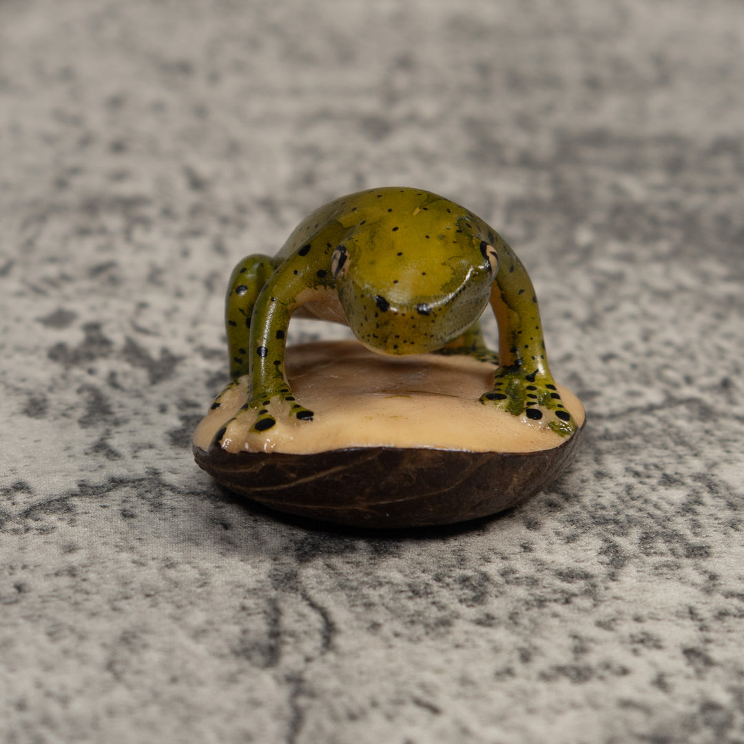 Vintage Green And Black Poison Dart Frog Tagua Carving
