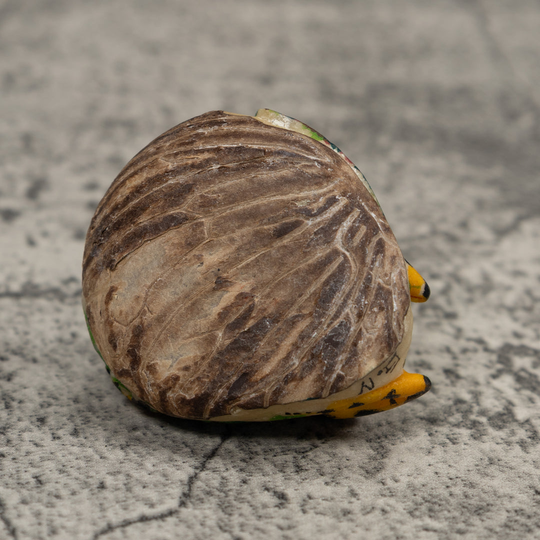Gold Green And Black Frog Tagua Carving