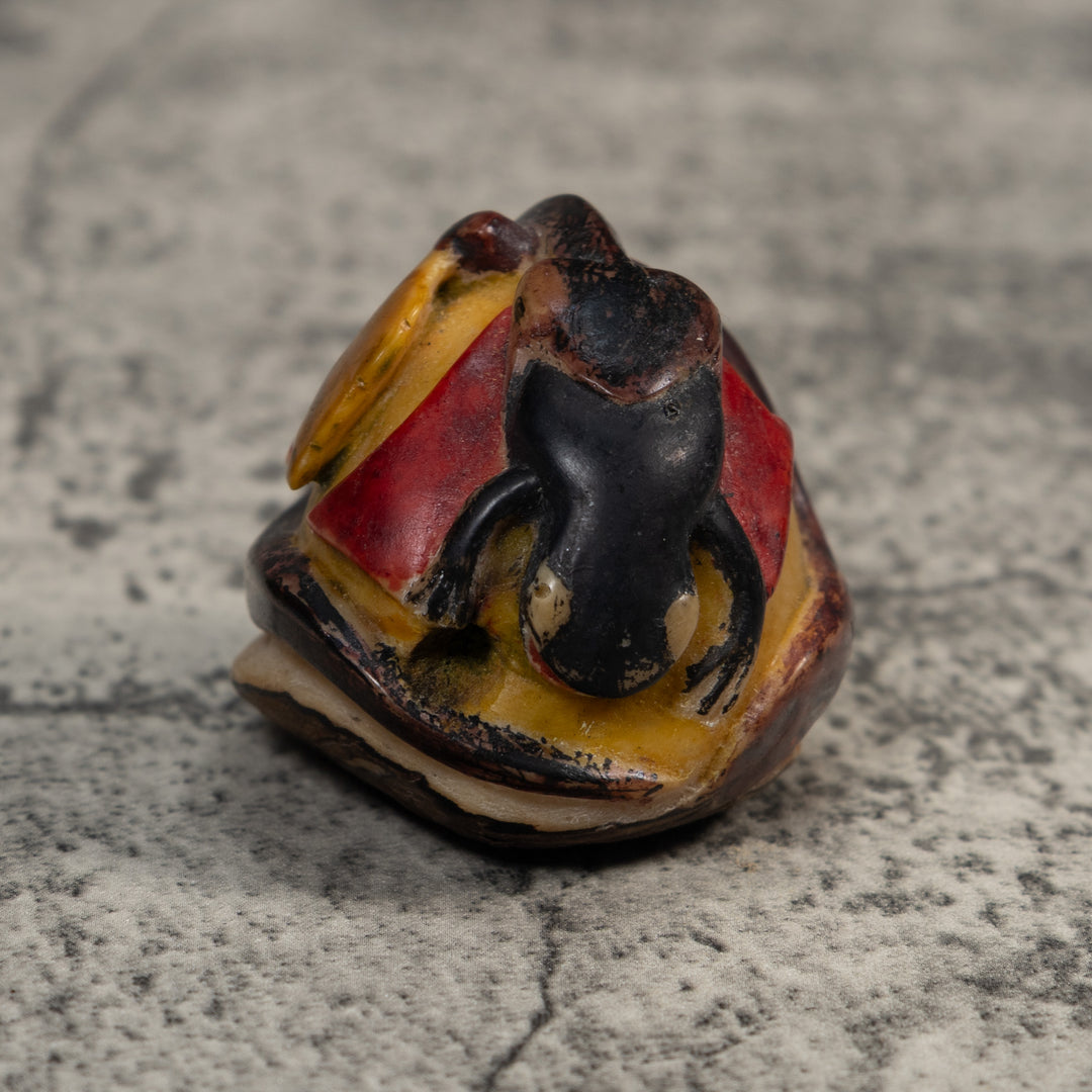 Vintage Black And Tan Gecko Lizard Tagua Carving