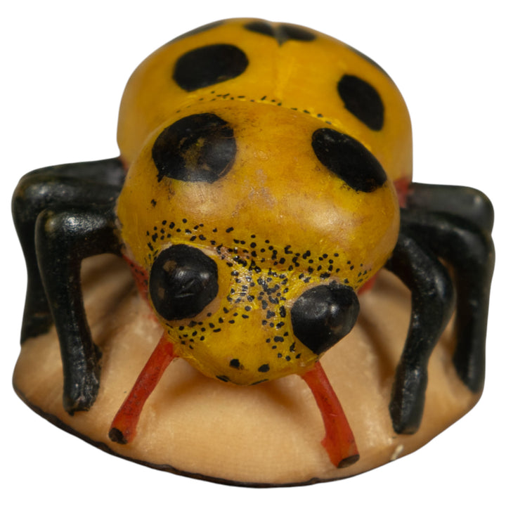 Vintage Black And G9old Insect Bug Tagua Carving