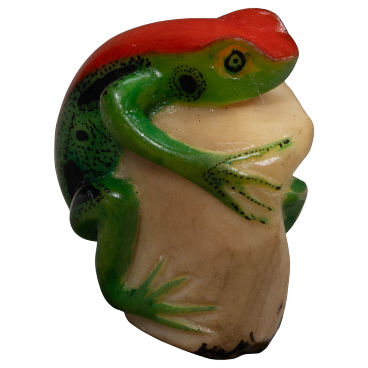 Red And Green Frog Tagua Carving