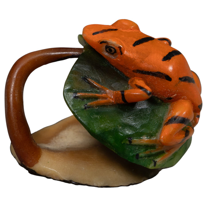 Vintage Black Green And Gold Poison Dart Frog Tagua Carving