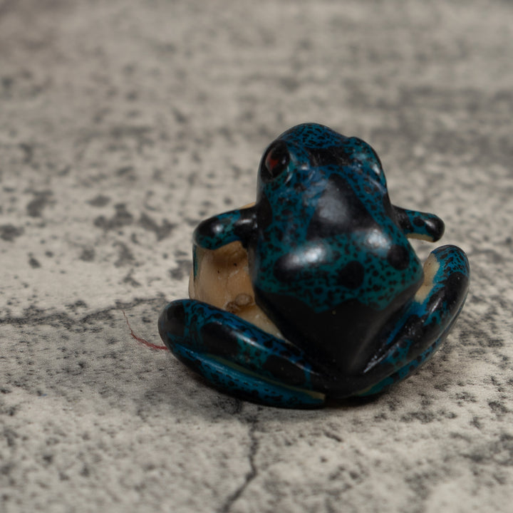 Blue And Black Poison Dart Frog Tagua Carving