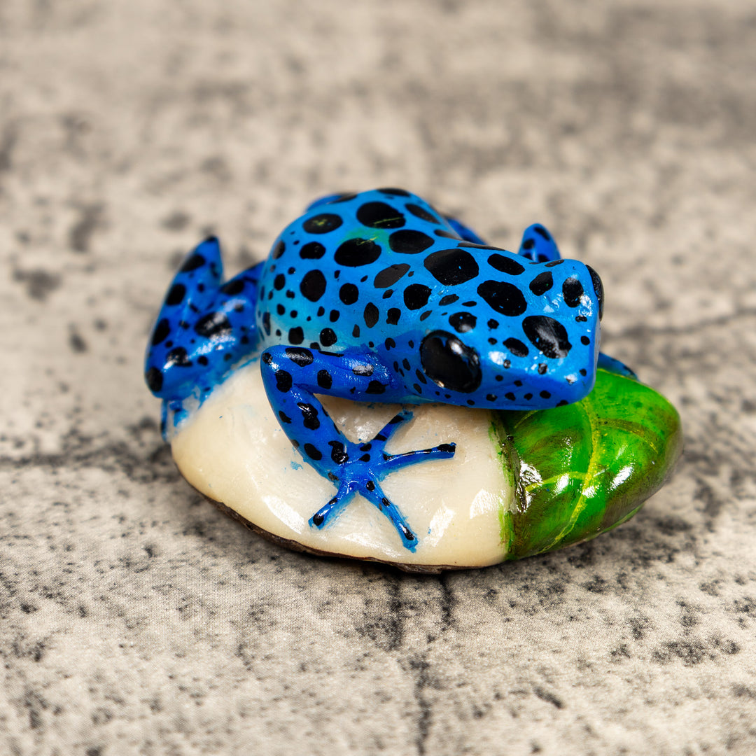 Black And Blue Poison Dart Frog Tagua Carving