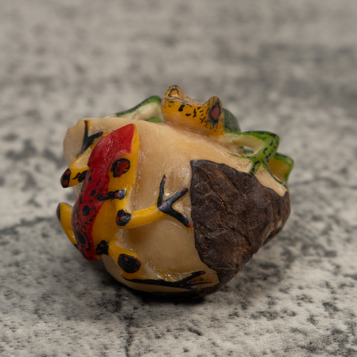 Vintage Double Poison Dart Frog Tagua Carving