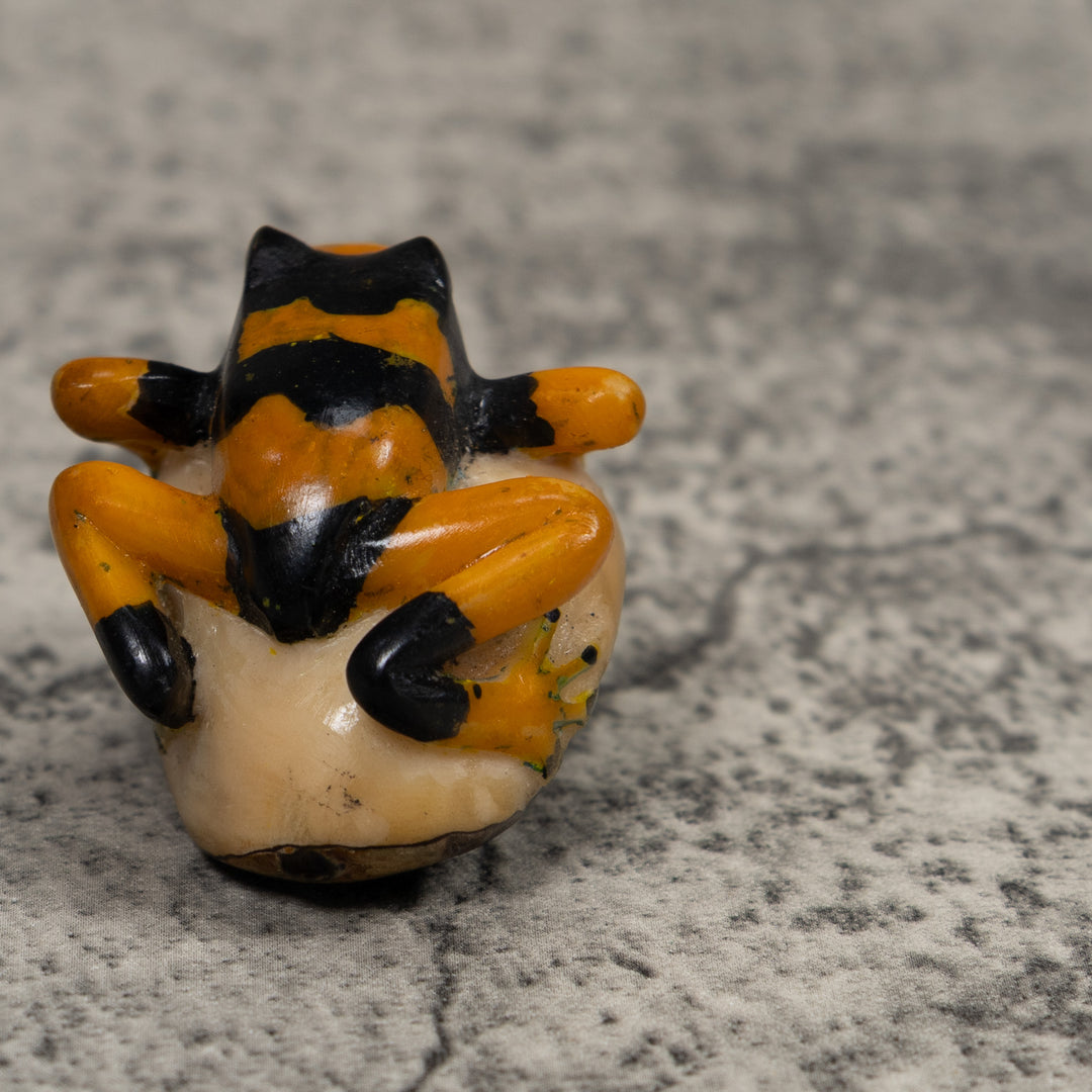 Vintage Gold And Black Frog Tagua Carving