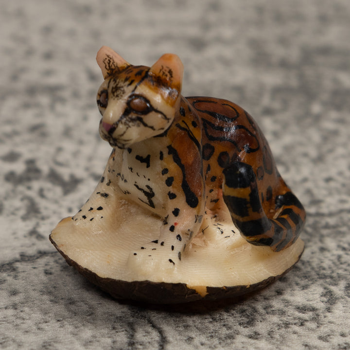 Young Jaguar Cat Tagua Carving